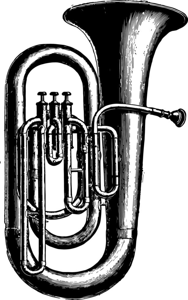 tuba basse, illustration vintage. vecteur