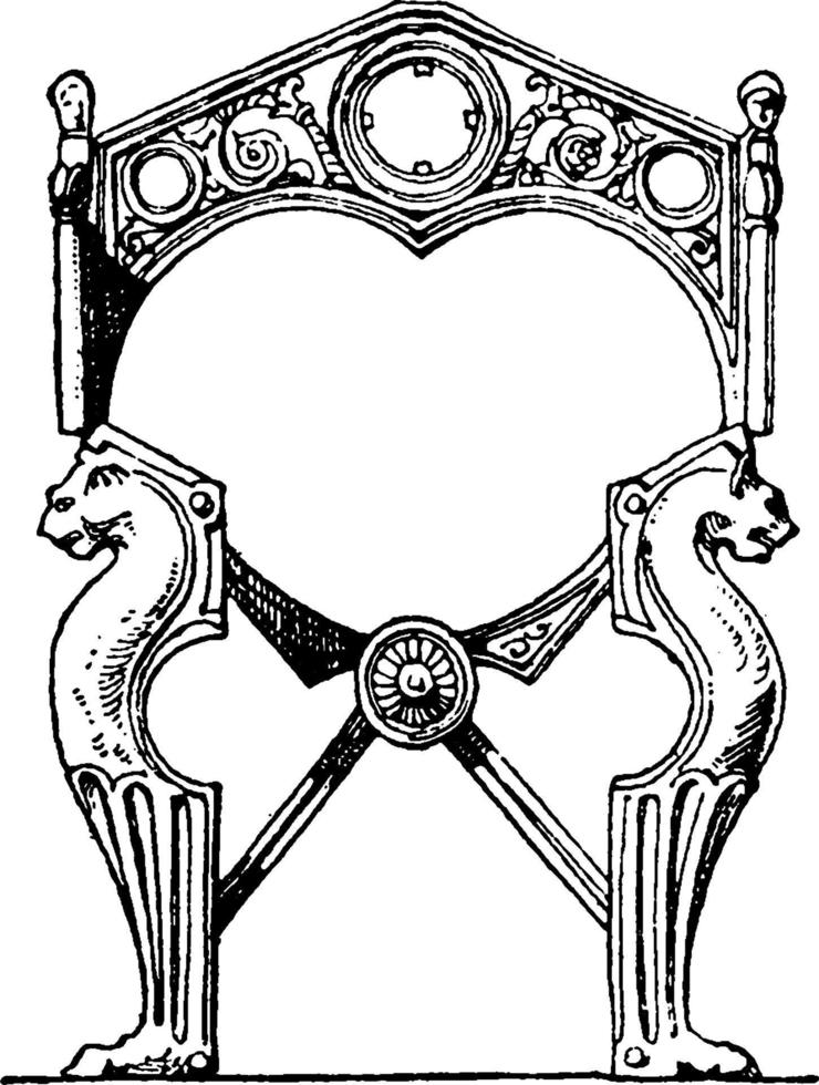 chaise pliante médiévale, illustration vintage. vecteur