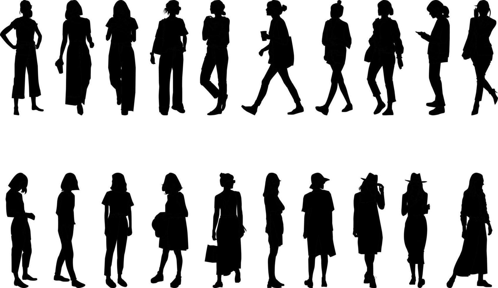 silhouette d'activité féminine à la mode, haute résolution et réaliste. vecteur