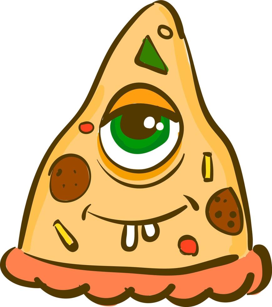 pizza avec un seul œil, illustration vectorielle ou couleur. vecteur