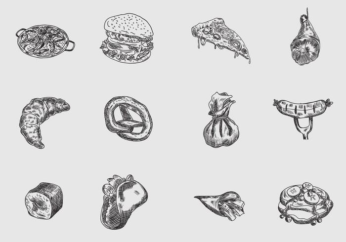 Vecteur handdrawn of food