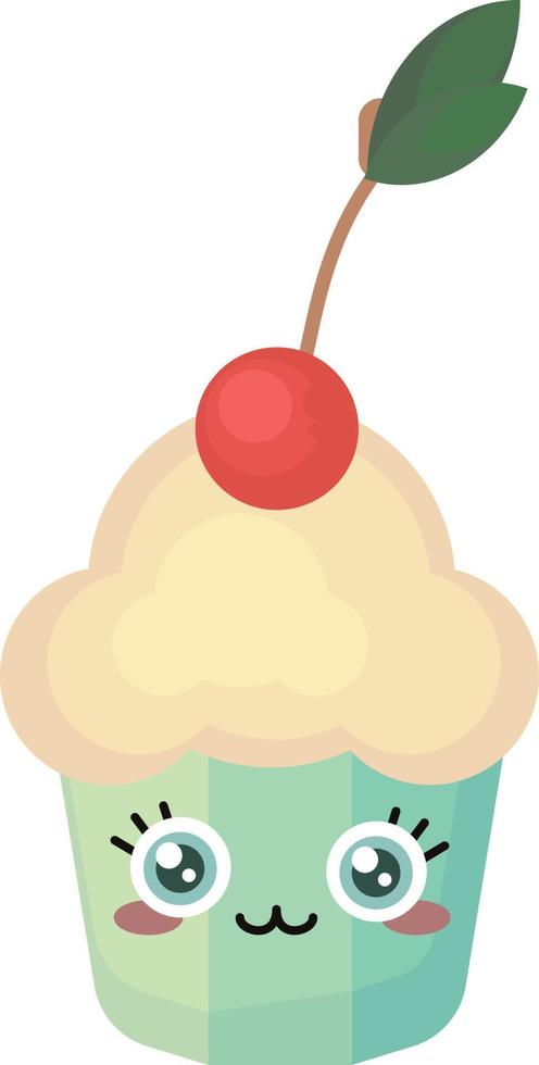 cupcake mignon, illustration, vecteur sur fond blanc.