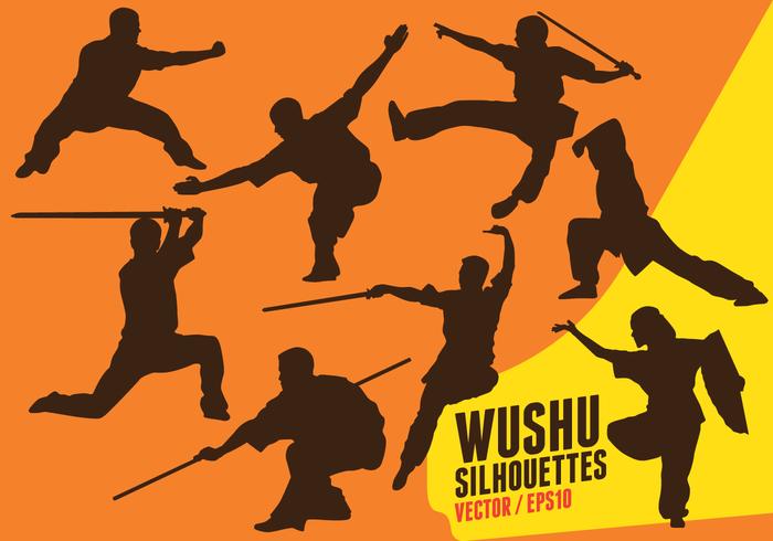 Silhouettes wushu vecteur