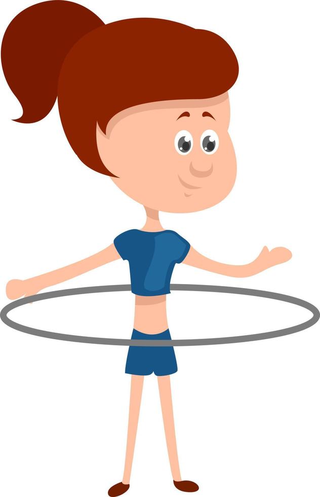 Girl twist hula hoop, illustration, vecteur sur fond blanc