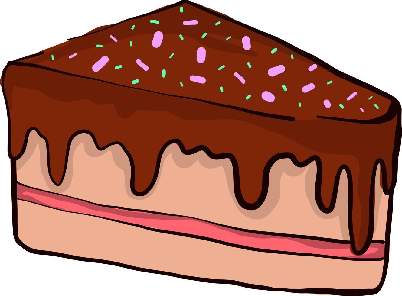 Morceau de gâteau au chocolat , illustration, vecteur sur fond blanc