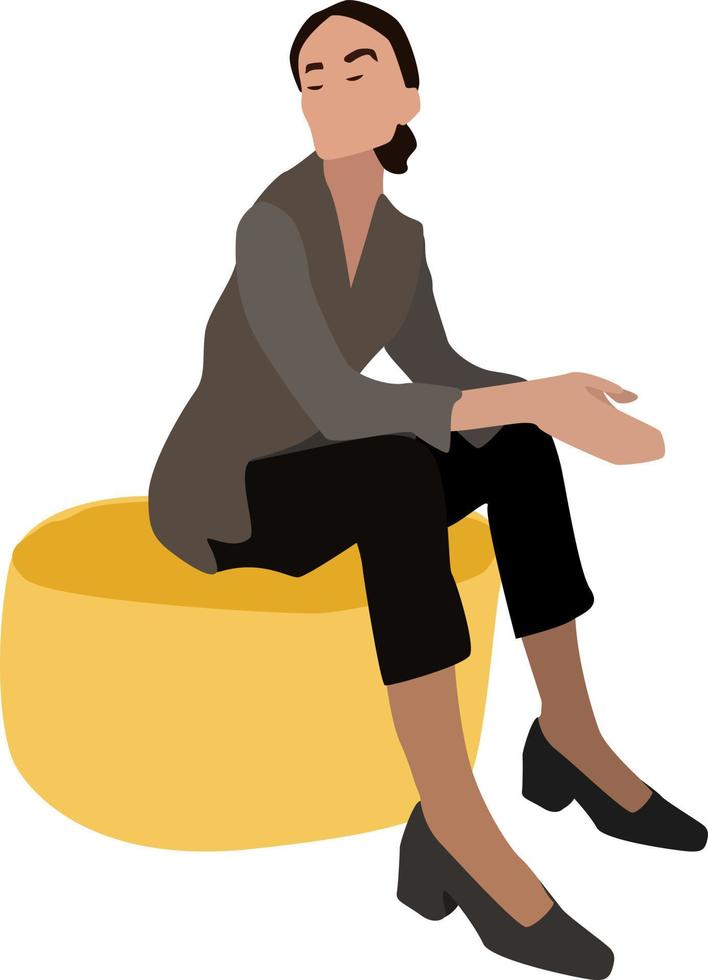 femme assise, illustration, vecteur sur fond blanc.
