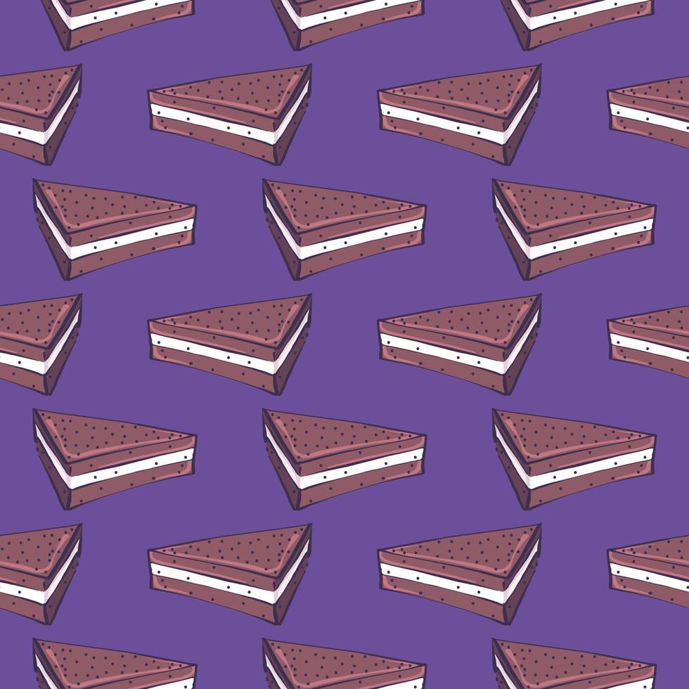 sandwich au gâteau, modèle sans couture sur fond violet foncé. vecteur