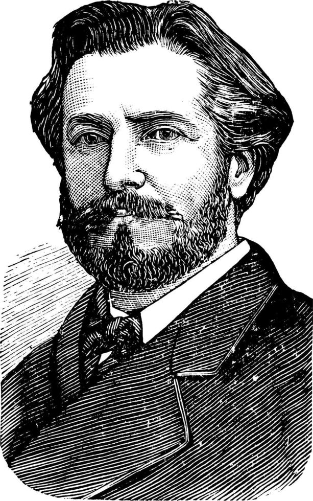 frédéric auguste bartholdi, illustration vintage vecteur