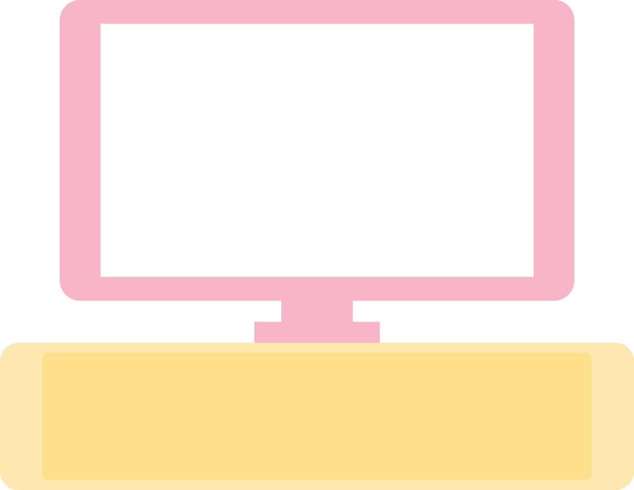 meuble tv jaune avec tv rose, illustration, sur fond blanc. vecteur