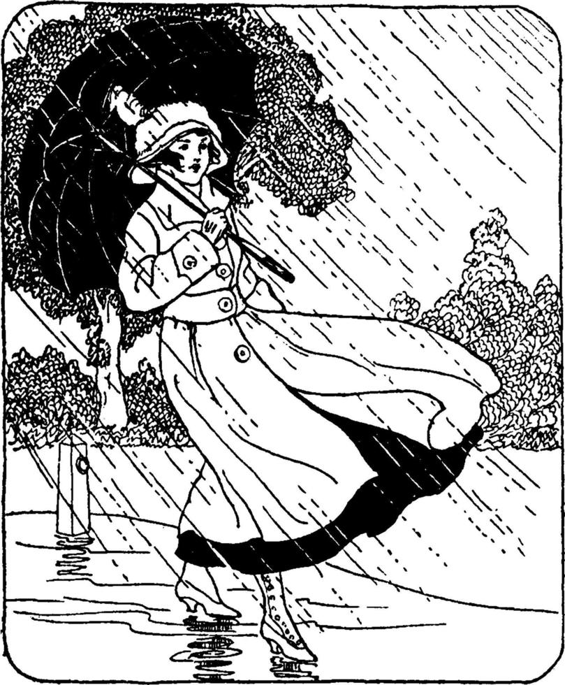 femme qui marche, illustration vintage. vecteur