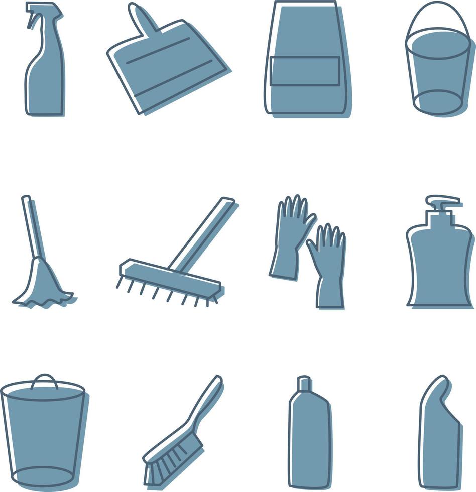 fournitures de nettoyage, illustration, vecteur sur fond blanc.