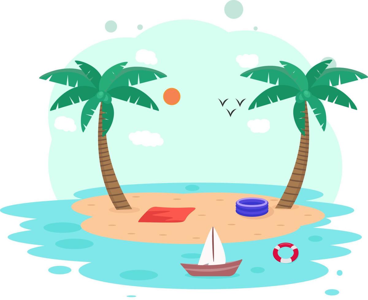 petite plage, illustration, vecteur sur fond blanc.