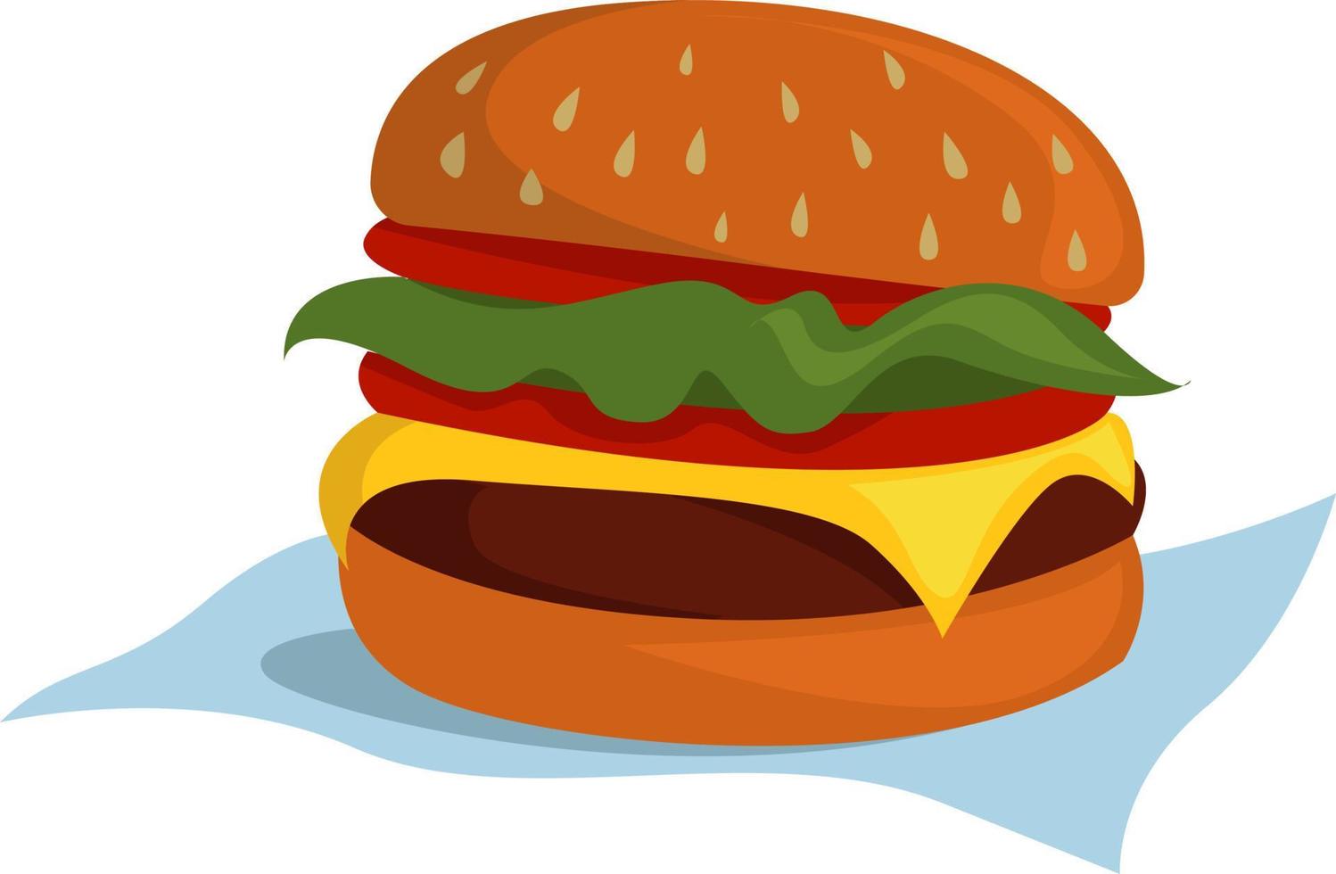 Big burger , illustration, vecteur sur fond blanc