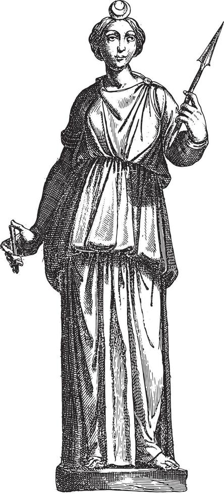 sculpture de diana, anonyme, 1584, illustration vintage. vecteur