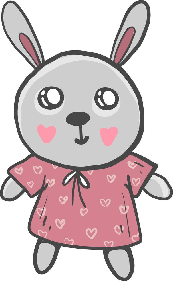 lapin dans une robe, illustration, vecteur sur fond blanc.