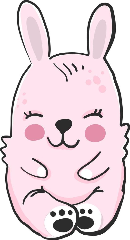 Mignon lapin rose , illustration, vecteur sur fond blanc