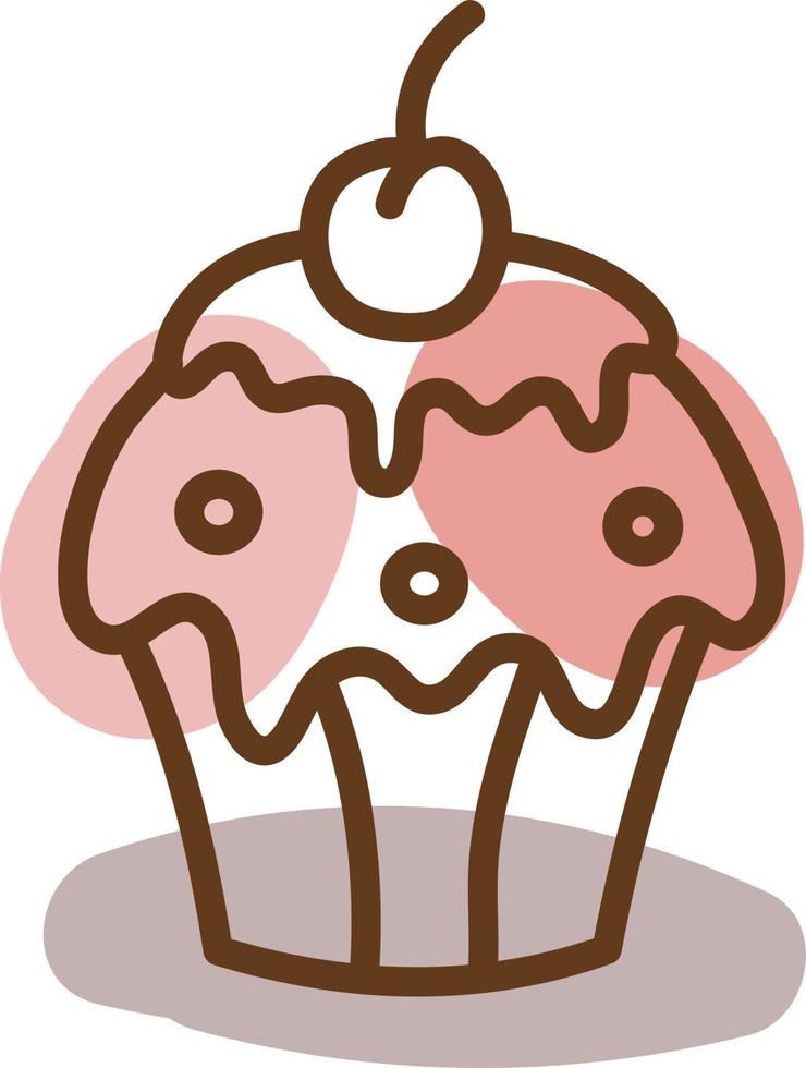 délicieux muffin aux cerises, illustration, vecteur, sur fond blanc. vecteur