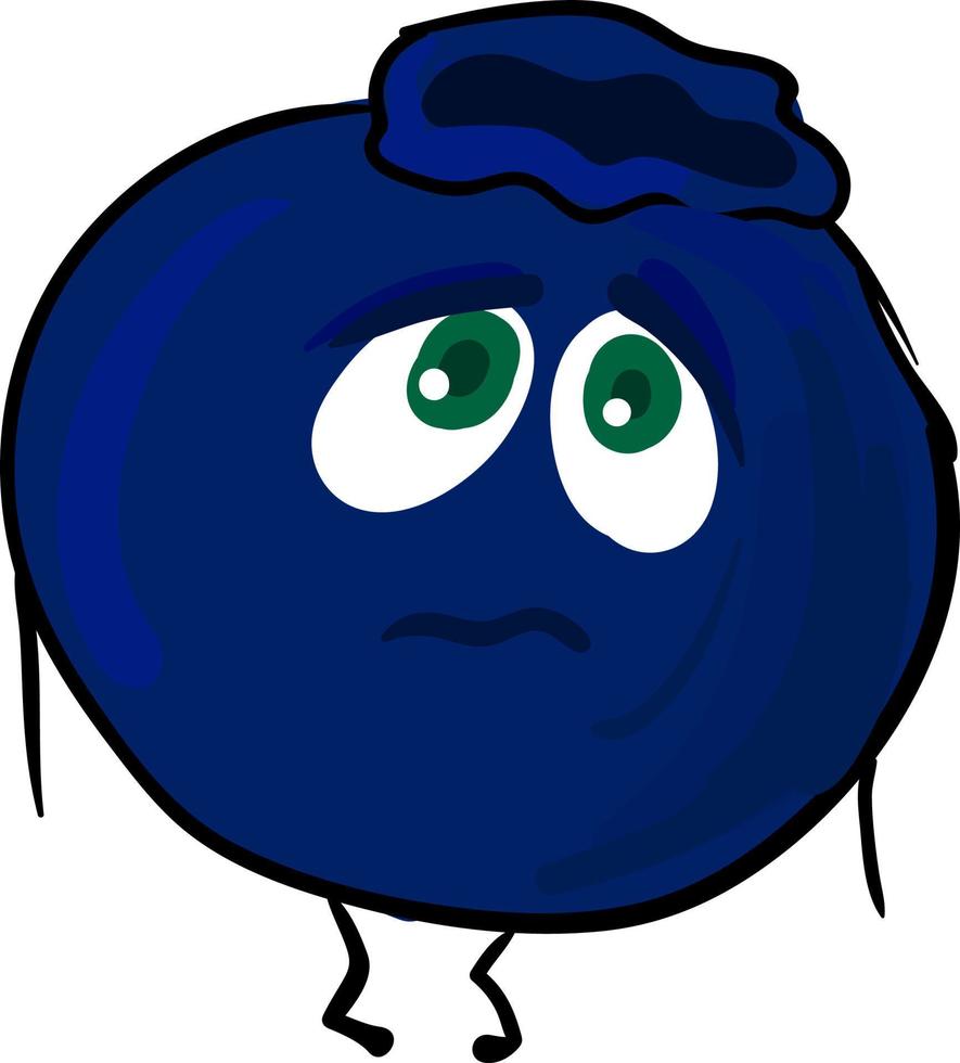 Blueberry avec des yeux, illustration, vecteur sur fond blanc