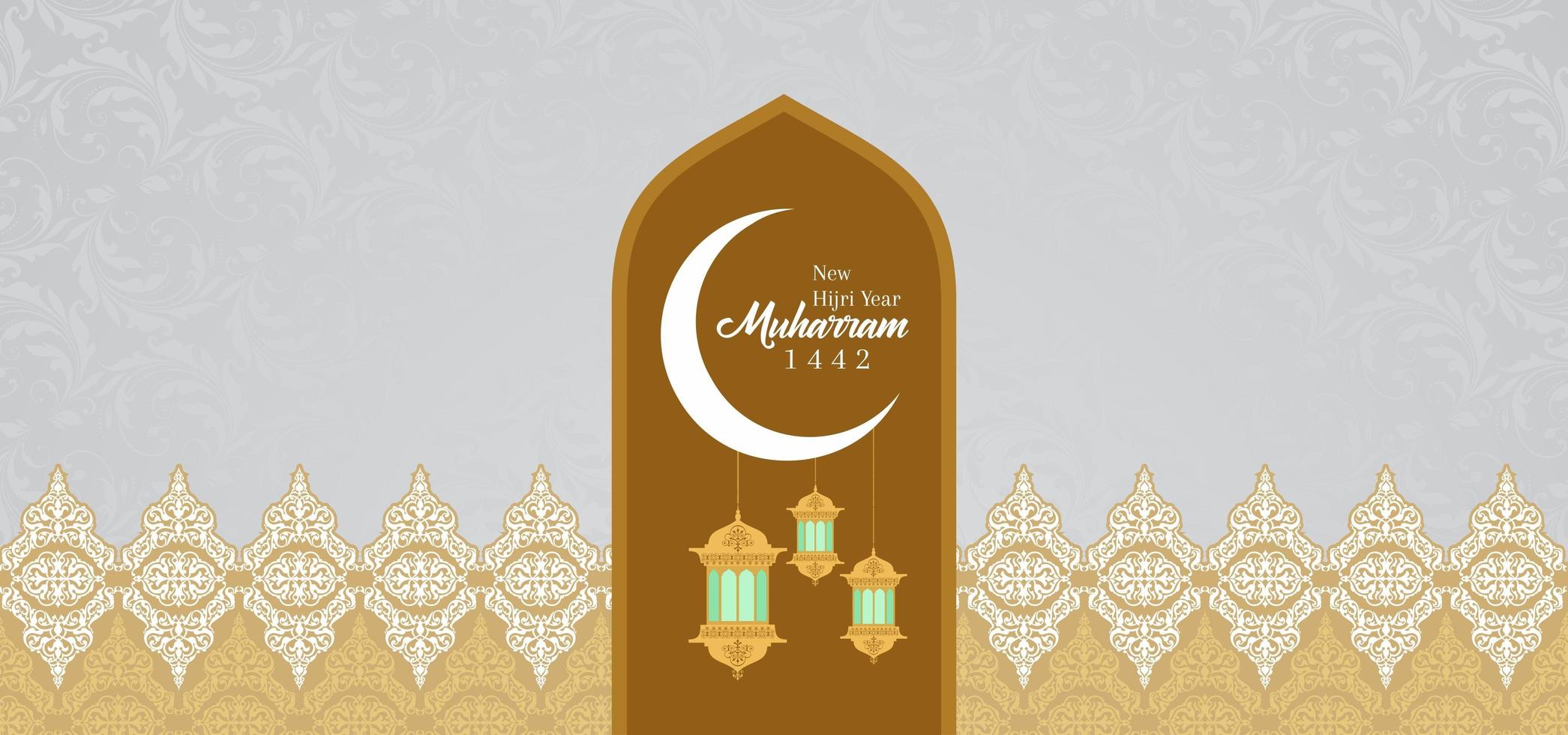 bannière de carte de voeux décorative joyeux muharram vecteur