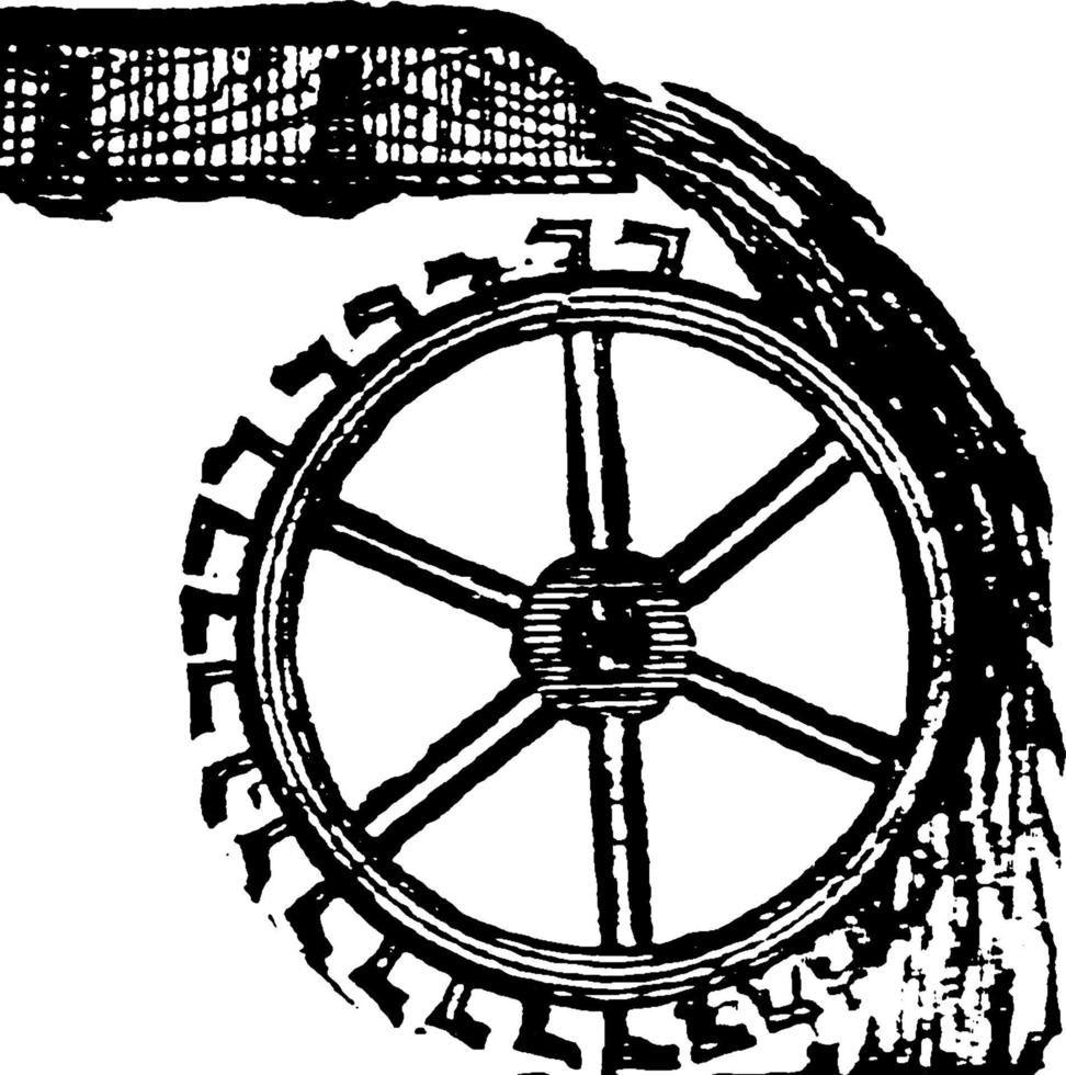 roue à eau, illustration vintage. vecteur