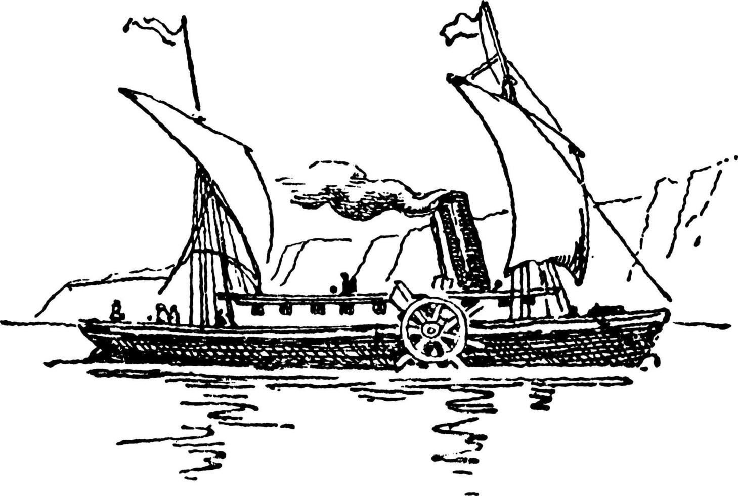 clermont ou le bateau à vapeur de la rivière du nord ou la rivière du nord, illustration vintage. vecteur