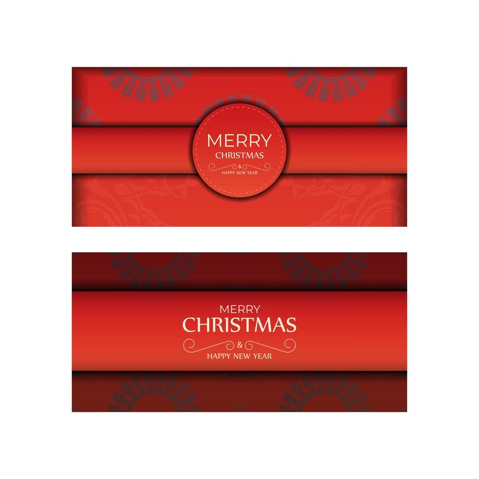 carte de voeux pour joyeux noël et bonne année en rouge avec ornement bordeaux de luxe vecteur