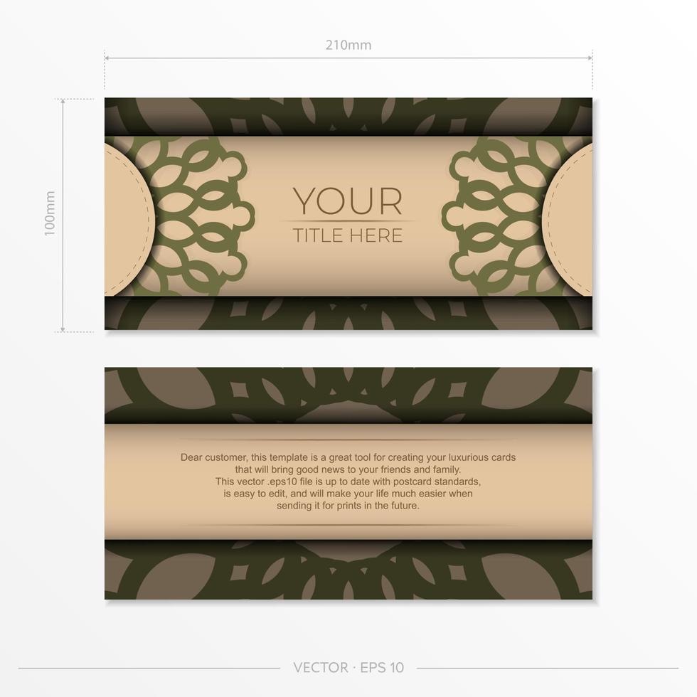 conception de carte de voeux de couleur beige de vecteur avec ornement de mandala. conception de cartes d'invitation avec un espace pour votre texte et vos motifs abstraits.