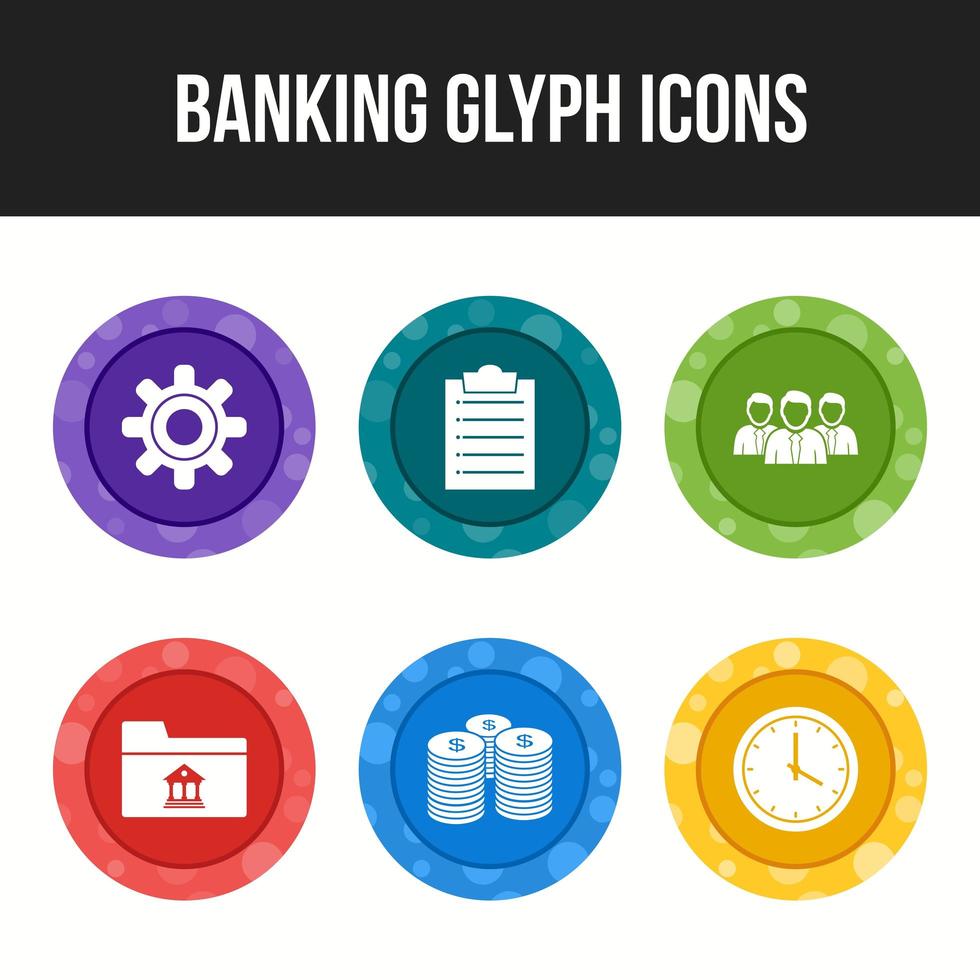 6 magnifiques glyphes bancaires vecteur