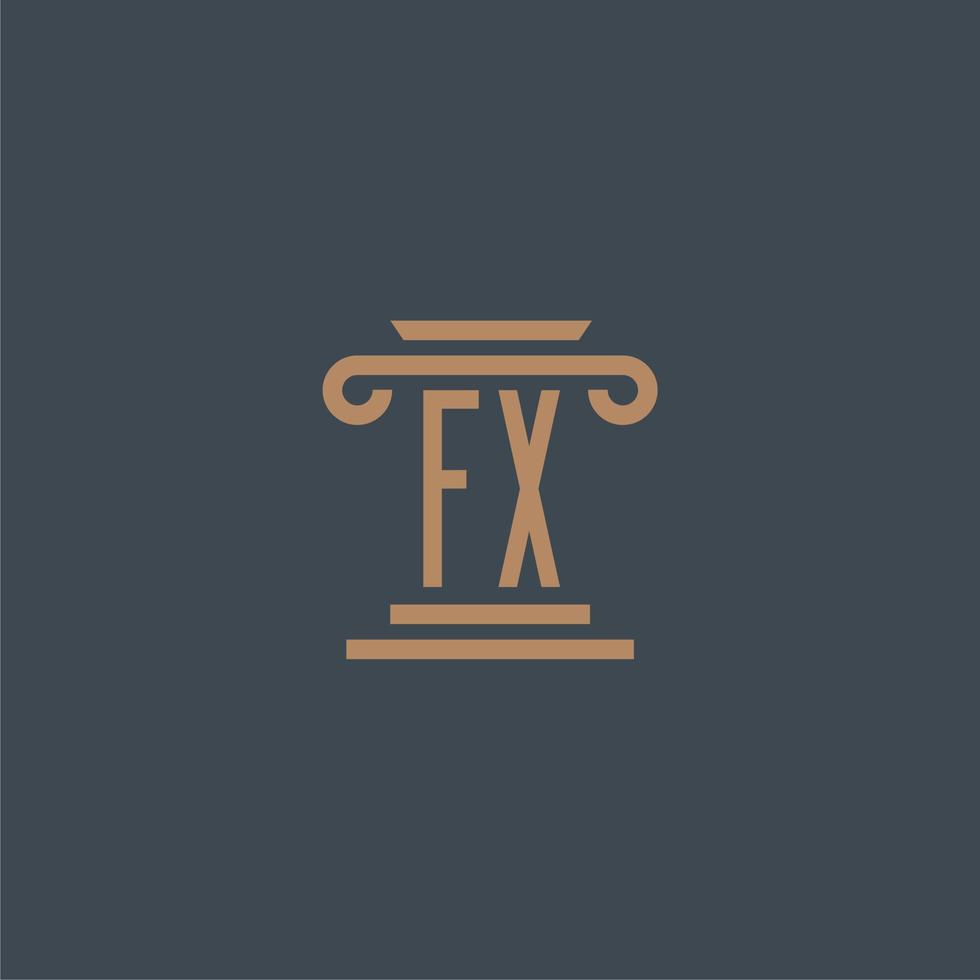 fx monogramme initial pour le logo du cabinet d'avocats avec un design de pilier vecteur