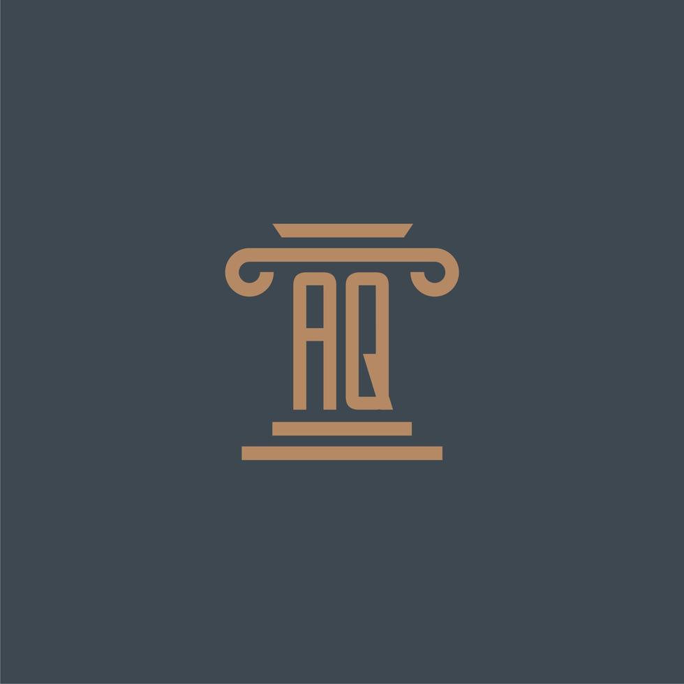 monogramme initial aq pour le logo du cabinet d'avocats avec un design de pilier vecteur