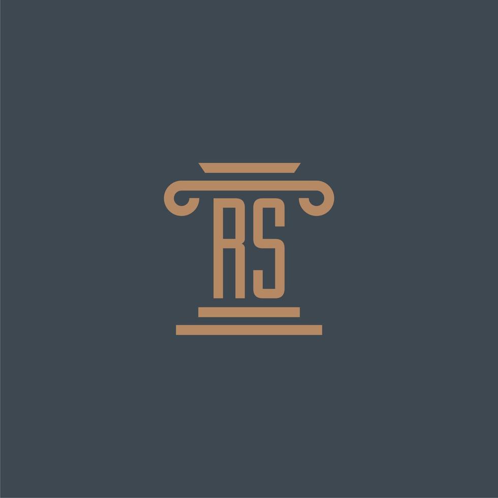 monogramme initial rs pour le logo du cabinet d'avocats avec un design de pilier vecteur