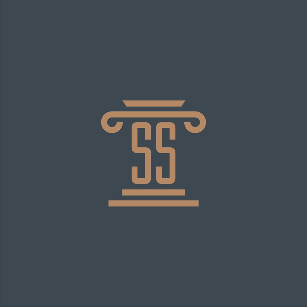 monogramme initial ss pour le logo du cabinet d'avocats avec un design de pilier vecteur