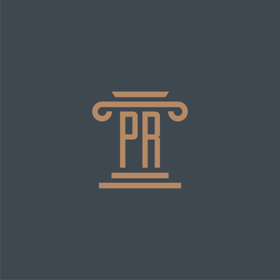 pr monogramme initial pour le logo du cabinet d'avocats avec un design de pilier vecteur