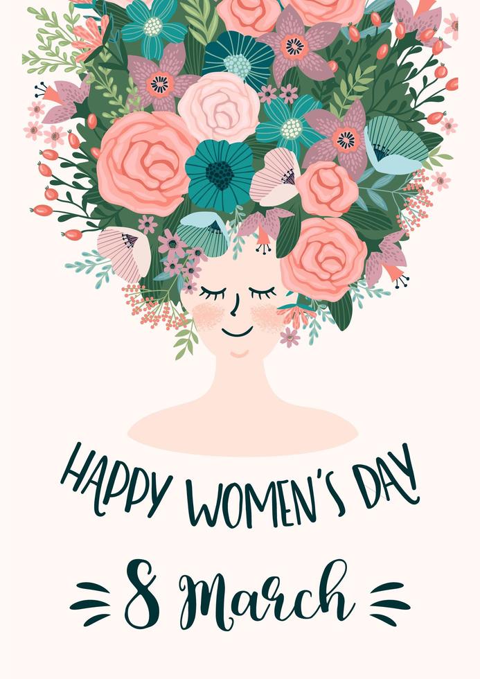 carte florale mignonne journée internationale des femmes vecteur