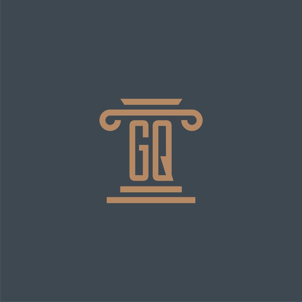 monogramme initial gq pour le logo du cabinet d'avocats avec un design de pilier vecteur