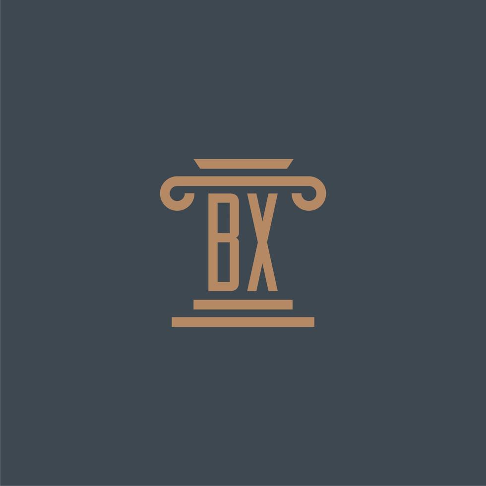 bx monogramme initial pour le logo du cabinet d'avocats avec un design de pilier vecteur