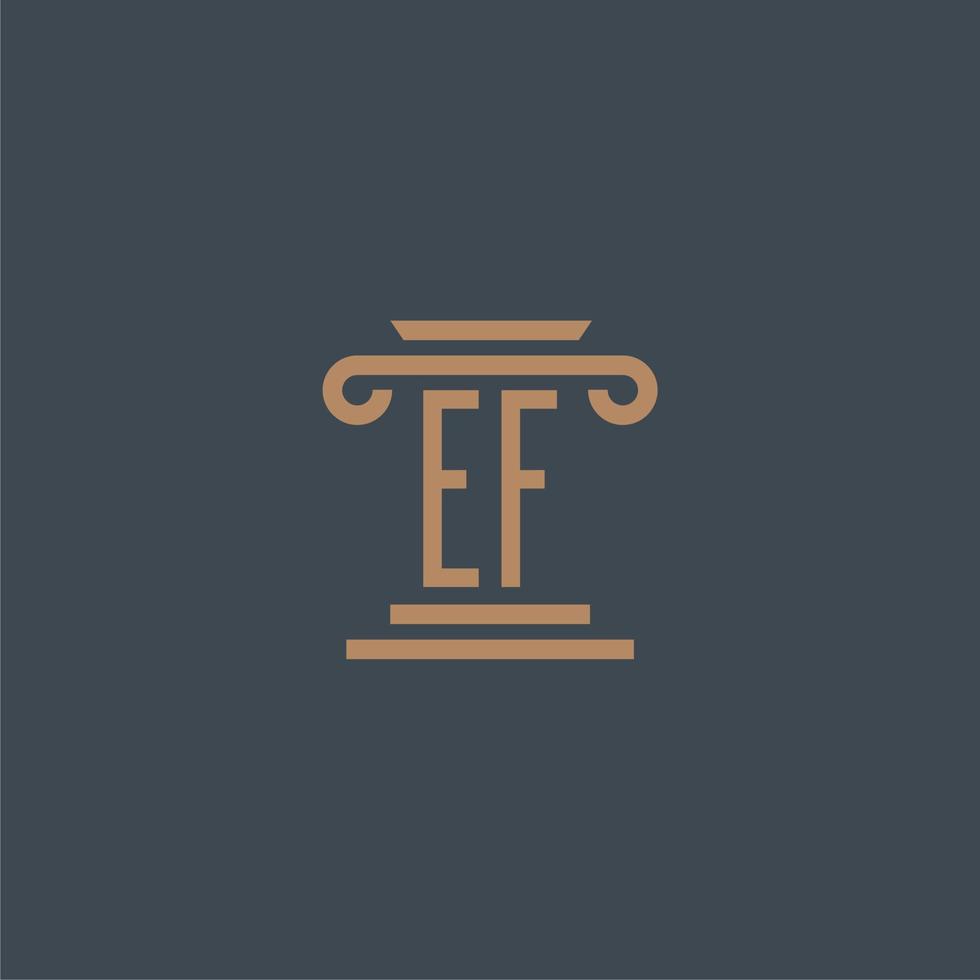 monogramme initial ef pour le logo du cabinet d'avocats avec un design de pilier vecteur