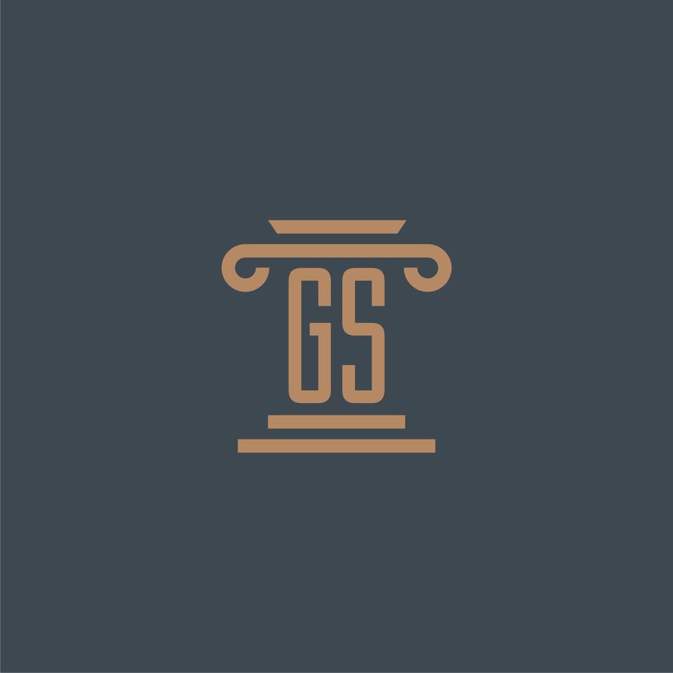 monogramme initial gs pour le logo du cabinet d'avocats avec un design de pilier vecteur