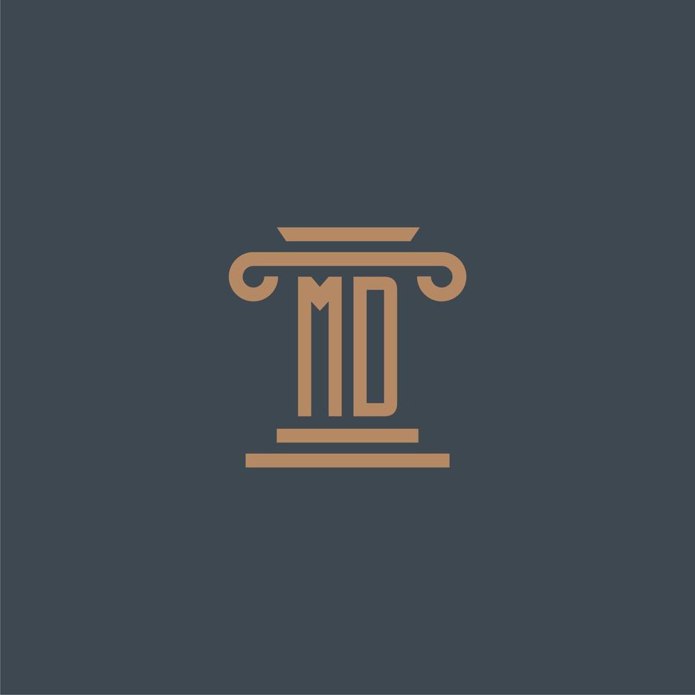 monogramme initial md pour le logo du cabinet d'avocats avec un design de pilier vecteur