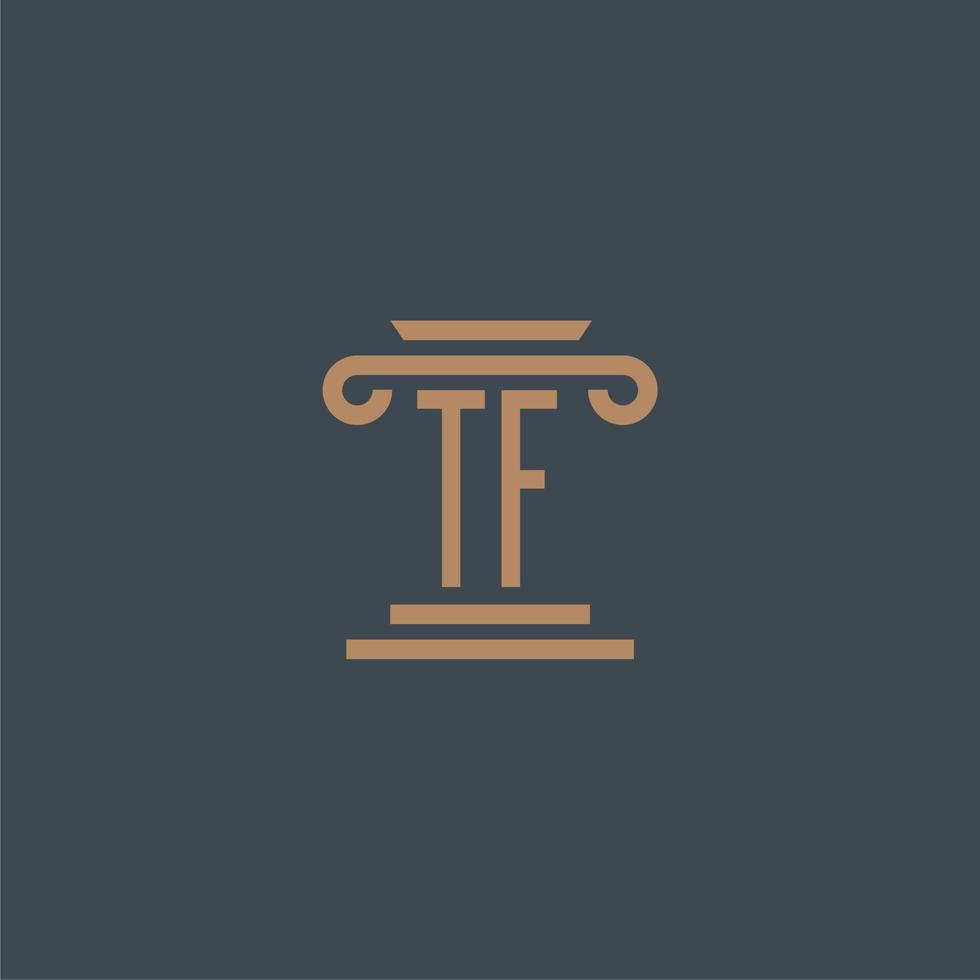 monogramme initial tf pour le logo du cabinet d'avocats avec un design de pilier vecteur