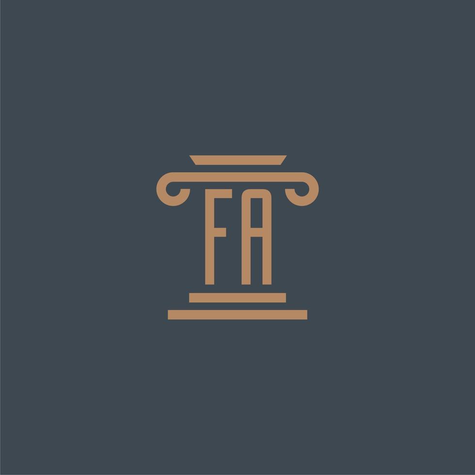 fa monogramme initial pour le logo du cabinet d'avocats avec un design de pilier vecteur
