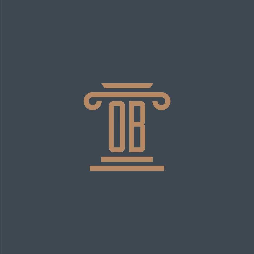 ob monogramme initial pour le logo du cabinet d'avocats avec un design de pilier vecteur