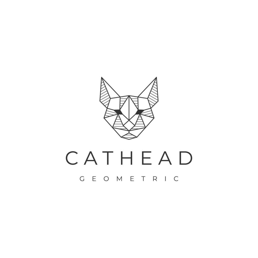 tête de chat géométrique logo polygonal vecteur icône modèle de conception