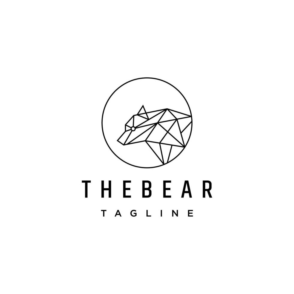 modèle de conception d'icône de vecteur de logo polygonal géométrique d'ours