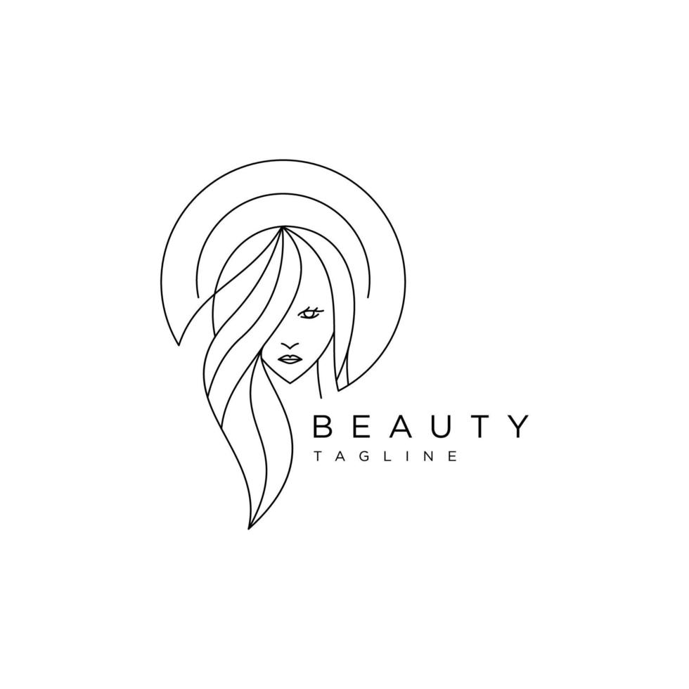 modèle de conception de logo beauté femme dessin au trait vecteur