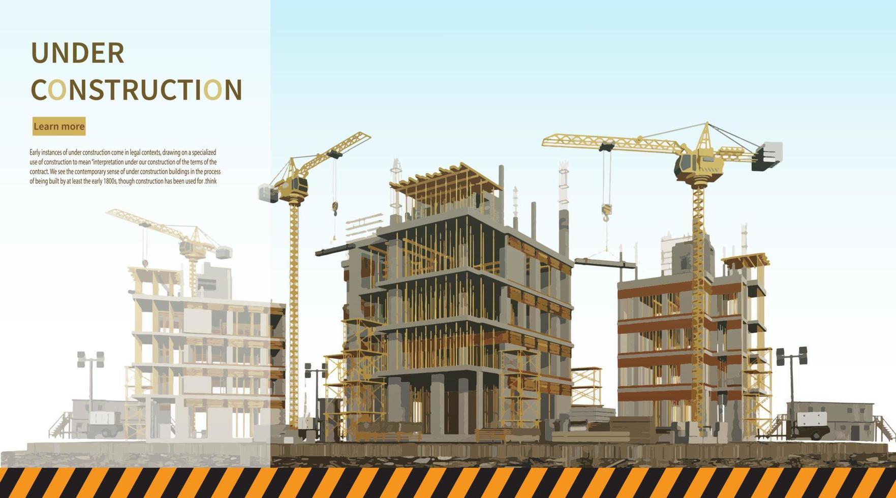chantier de construction avec une tour crane.vector illustration vecteur
