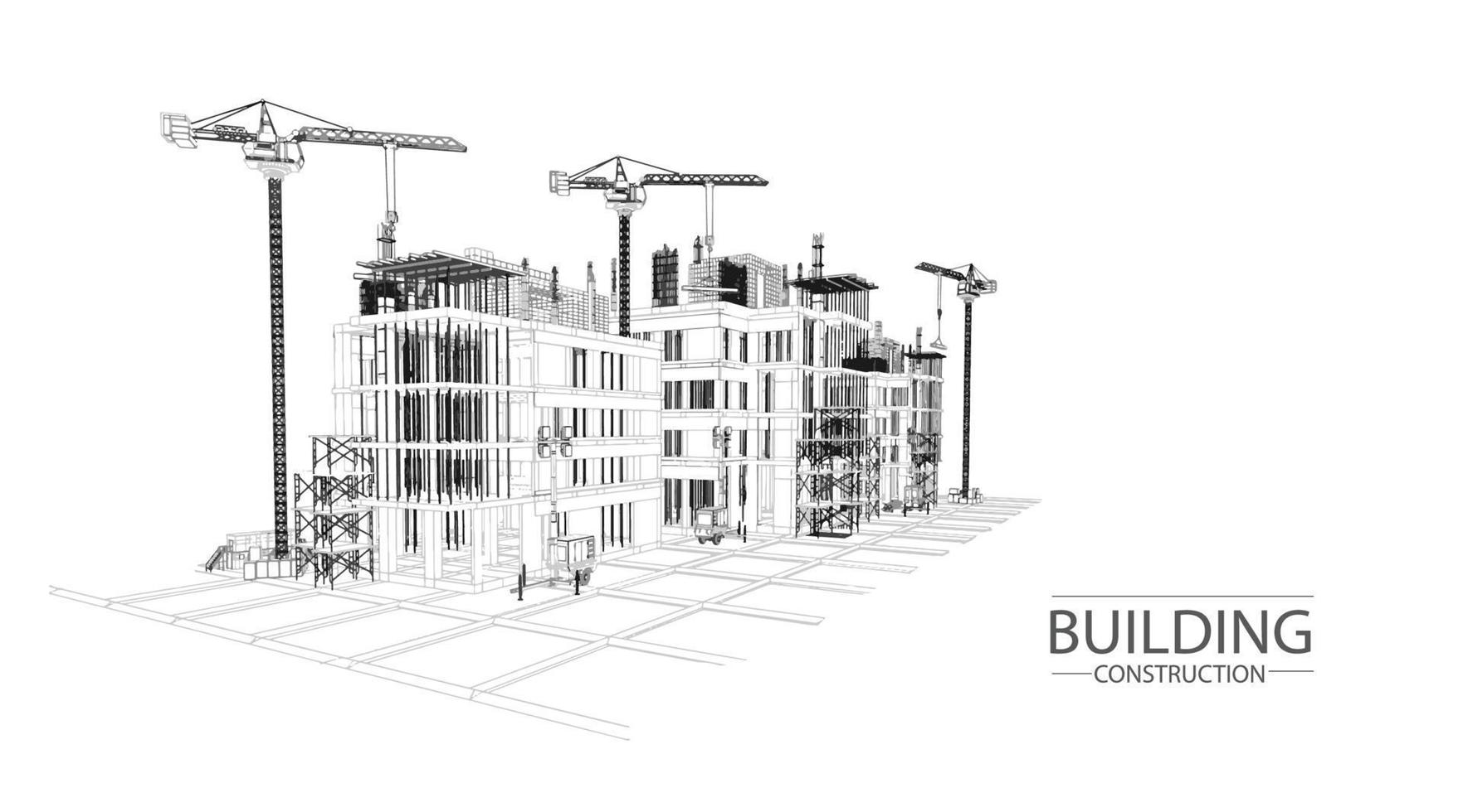 gratte-ciel en cours de construction sur les plans. dessin city.vector illustration vecteur