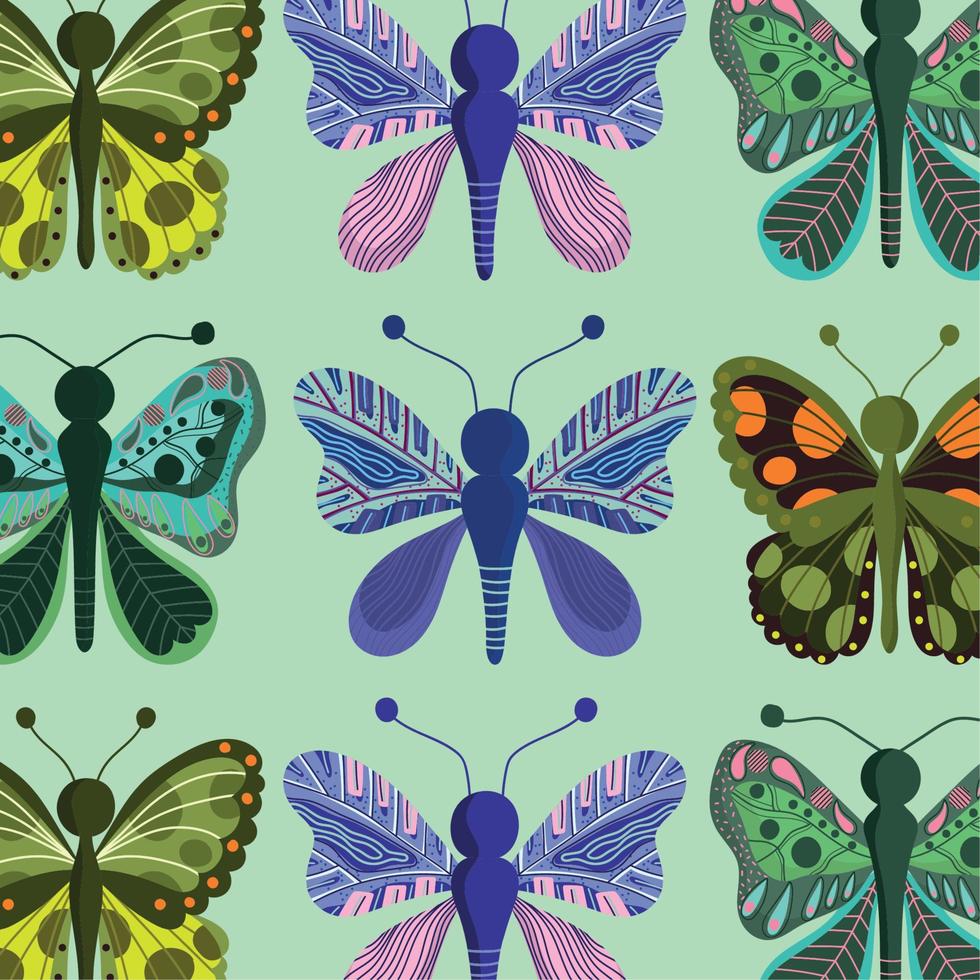 papillons de différentes couleurs insecte nature décoration fond vecteur