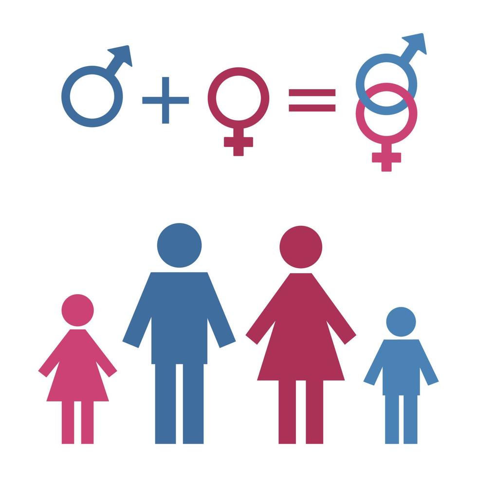 symbole d'illustration de l'homme et de la femme avec des enfants vecteur