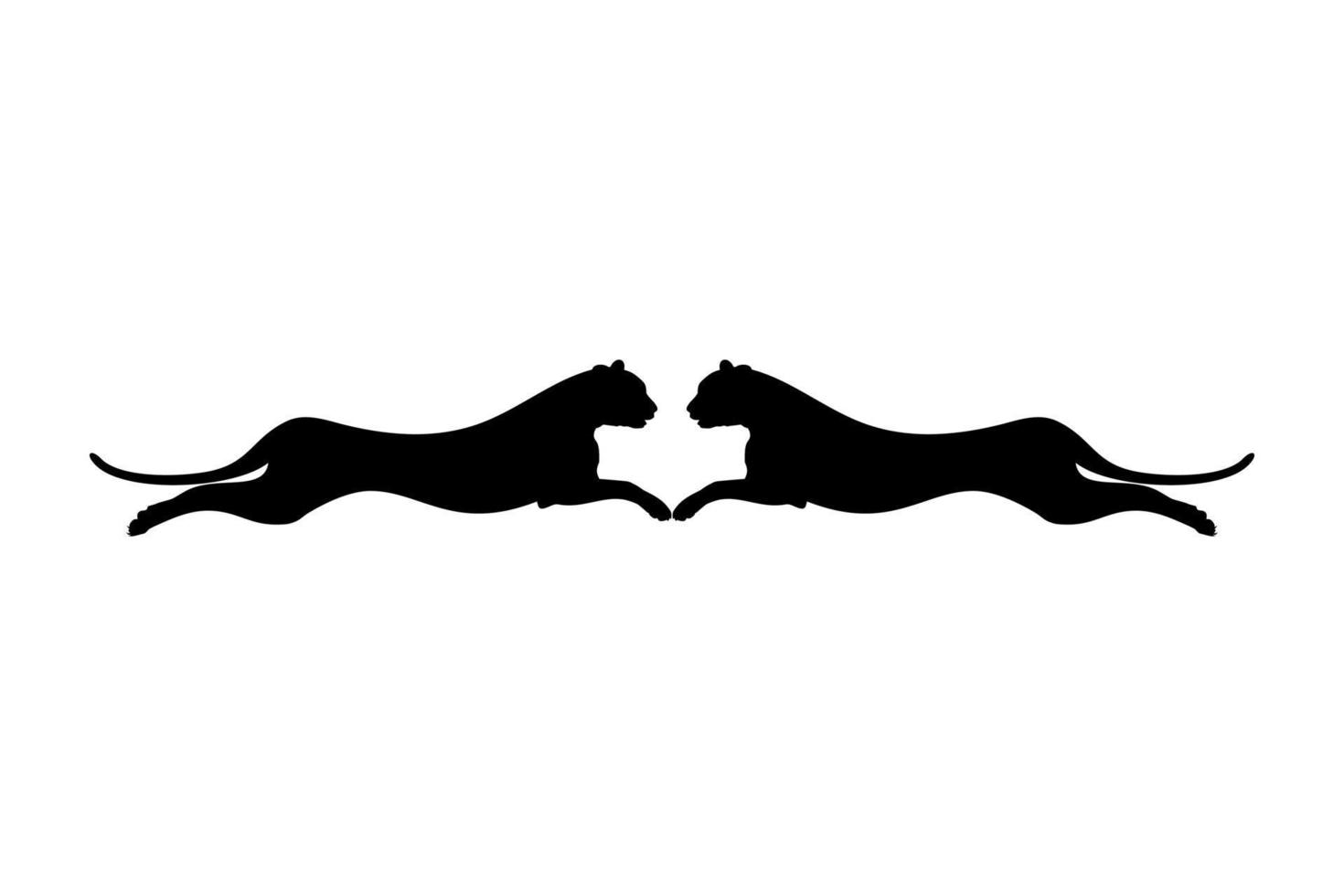 silhouette de la paire sautante de la famille chat sauvage, tigre, léopard, panthère, guépard, jaguar, puma et gros chat, pour logo, pictogramme, site Web ou élément de conception graphique. illustration vectorielle vecteur